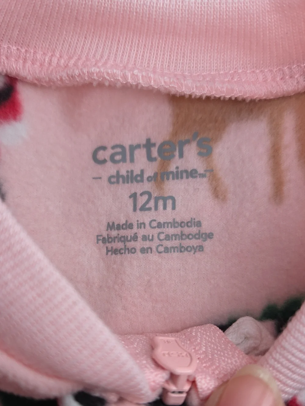 Girls Carters Fleece Pajamas One Piece Santa Christmas Sz 12 Month